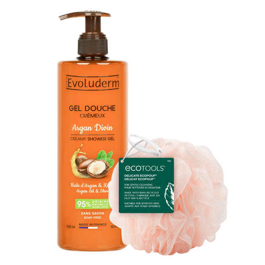 Duo Shower Gel Argan Divin + Esponja Ecopouf