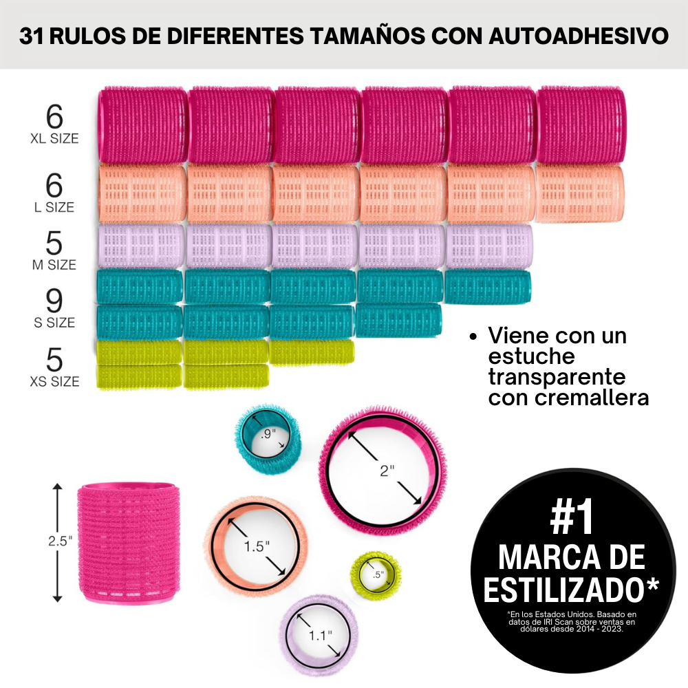 CO Roller 31pk Assorted Sized Self Grip Rollers