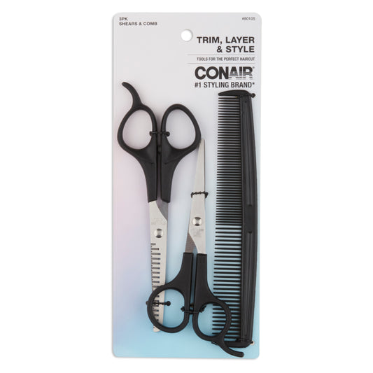 Scissors 3-pk shear w/comb