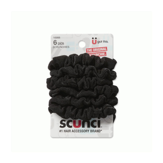 6pk mini silky scrunchies black